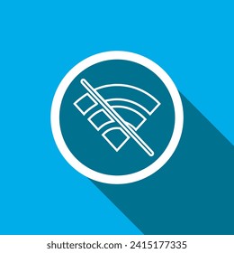 Kein WLAN-Symbol, Vektorgrafik. Kein Internet-Signal-Icon Vektorgrafik im trendigen Flachstil. WLAN-Netzwerk ist nicht verfügbar Symbol-Bild, Wifi-Netzwerk nicht verfügbar Symbol-Abbildung einzeln auf blauem Hintergrund