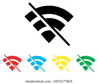 No Wifi icon vector. No internet signal icon sign symbol in trendy flat style. Set elements in colored icons. Wifi network is not available vector icon illustration isolated on white background