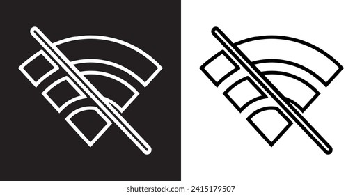 No Wifi icon vector. No internet signal sign symbol in trendy flat style. Wifi network is not available vector icon illustration isolated on black and white background