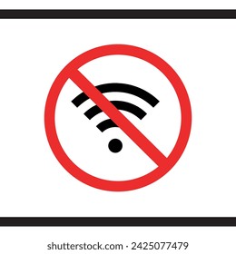 Sin vector de icono Wifi. Sin diseño de logotipo de señal de Internet. La red Wifi no está disponible ilustración de icono vectorial aislada sobre fondo blanco