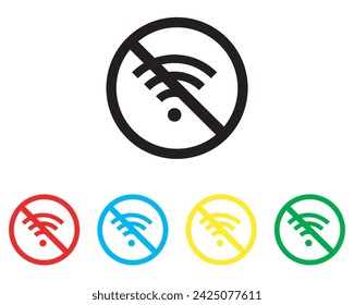 No Wifi icon vector. No internet signal icon sign symbol in trendy flat style. Set elements in colored icons. Wifi network is not available vector icon illustration isolated on white background