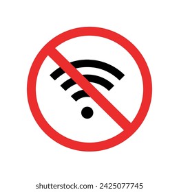 Sin vector de icono Wifi. Sin diseño de logotipo de señal de Internet. La red Wifi no está disponible ilustración de icono vectorial aislada sobre fondo blanco