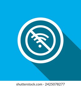 No Wifi Icon Vector. No internet signal icon vector in trendy flat style. Wifi network is not available icon image, Wifi network is not available icon illustration isolated on blue background