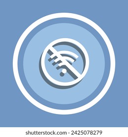 No Wifi Icon Vector. No internet signal icon vector in trendy flat style. Wifi network is not available icon image, Wifi network is not available icon illustration isolated on blue background