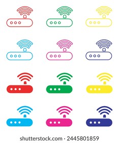 Keine WiFi-Symbol-Vektorgrafik. Kein Internet-Signal-Symbol-Zeichen-Symbol im trendigen Flat-Stil. Elemente in farbigen Symbolen festlegen. WiFi-Netzwerk ist nicht verfügbar Vektorgrafik Symbol Illustration isoliert auf weißem Hintergrund
