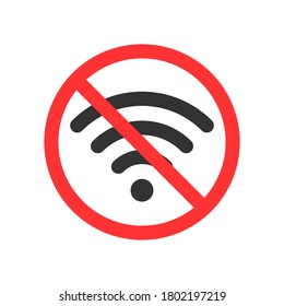 No Wifi Icon. You Can Not Use Wi Fi Here. Vector Illustration On White Background