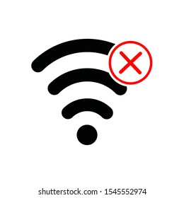 No wifi icon,vector illustration. Flat design style. vector no wifi icon illustration isolated on White background, no wifi icon Eps10. no wifi icons graphic design vector symbols.