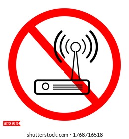 
no wifi. illustration sign of no wifi with flat style.