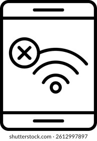 No Wifi Line Vector Icon Design