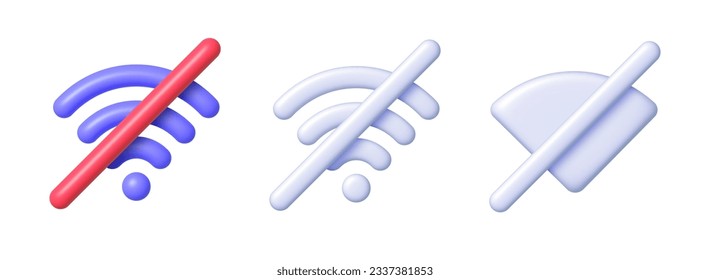 No wifi set in 3d style. Internet network. Mobile phone vector. Global network connection concept. Online communication concept. Vector illustration design