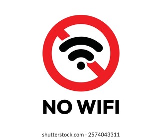 No WiFi Sign, High-Quality Vector Image Indicating No Wireless Internet Access, Clear and Eye-Catching Design