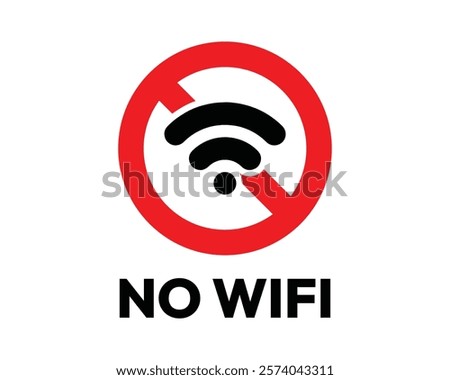 No WiFi Sign, High-Quality Vector Image Indicating No Wireless Internet Access, Clear and Eye-Catching Design