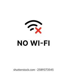 No Wi-Fi Sign icon red