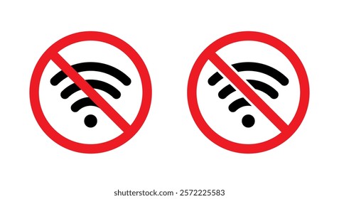 No wifi sign icon in trendy style. Wi-fi network forbidden area symbol