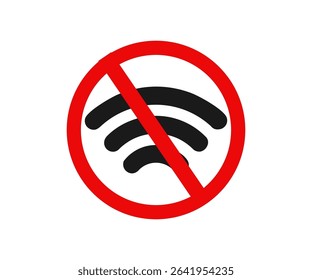 No WiFi Sign. Indicating no wireless internet access. No wifi sign forbidden vector design and illustration.
