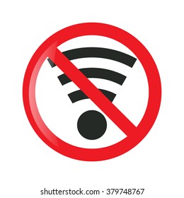 No wifi sign. Not wi-fi area symbol. Ban wi fi internet icon. Vector