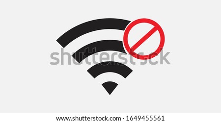 No wifi sign. WiFi Off. Banned wifi symbol. No signal wifi. Vector illustration icon.