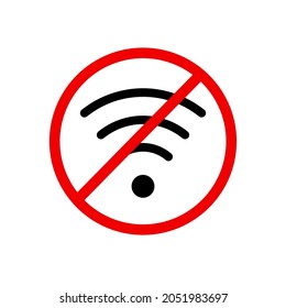 No Wifi sign on white. Vector icon on white