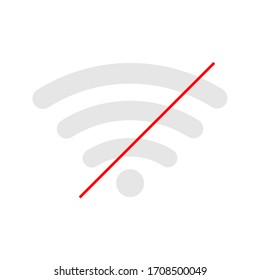 no wifi sign symbol on white background, Wireless wifi icon sign flat design vector illustration set.