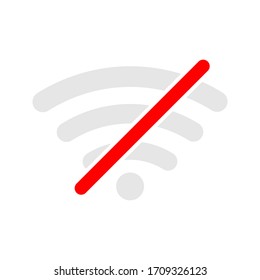 no wifi sign symbol on white background, Wireless wifi icon sign flat design vector illustration set.