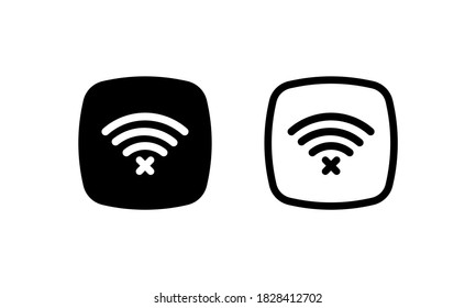 No wifi signal icon in black. No wireless connection. Vector EPS 10. Isolated on white background