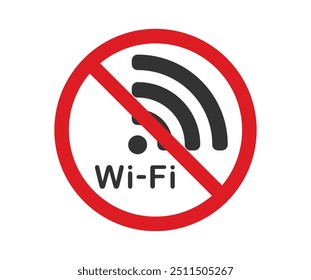 No Wifi signal icon symbol. Wifi prohibited sign. Vector illustration image. Isolated on white background.