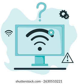  Sem Internet de sinal Wi-Fi, Página não encontrada na tela do Smartphone do monitor. Desconexão da conectividade sem fio, erro na conexão Wi-Fi. Sem conexão com a Internet. ilustração vetorial.