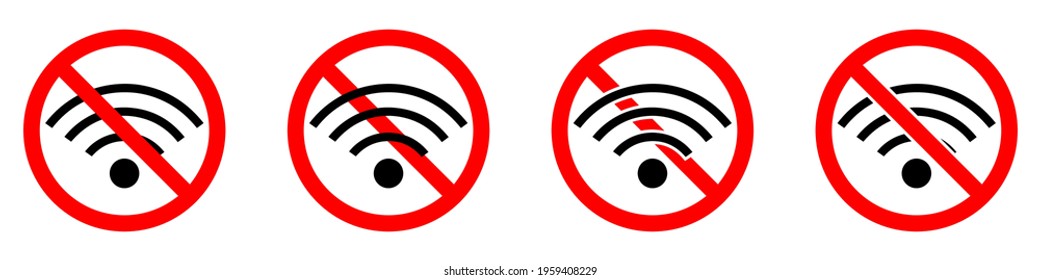 No wifi signal. WI-FI is prohibited. Stop WI-FI icon. Vector illustration.