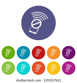 No wifi smartphone icons color set vector for any web design on white background