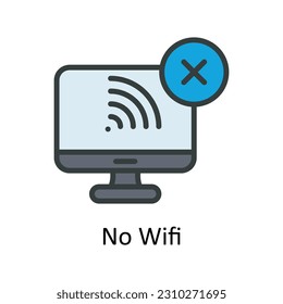 No Wifi Vector Fill outline Icon Design illustration. User interface Symbol on White background EPS 10 File