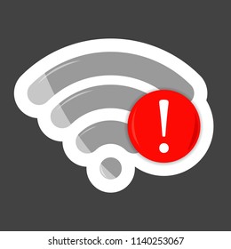  No WiFi vector icon on transparent  background. Wi-Fi logo illustration. Lack of internet  colored sticker. Layers grouped for easy editing illustration.  For your design.