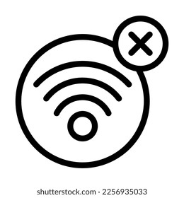 No Wifi Vector Line Icon Design