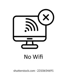 No Wifi Vector  outline Icon Design illustration. User interface Symbol on White background EPS 10 File