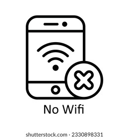 No hay ilustración de diseño de iconos de contorno del vector Wifi. Símbolo de interfaz de usuario en fondo blanco archivo EPS 10
