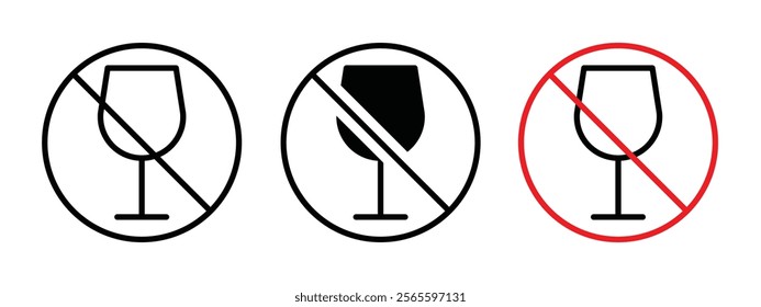 No wine sign vector in black and red colors