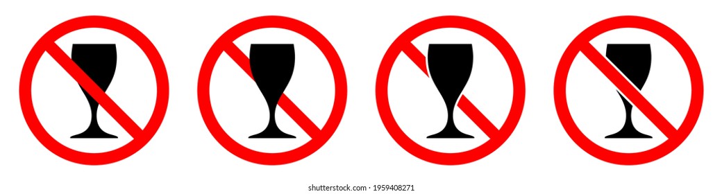 No wineglass icon. Wineglass ban icon. Alcohol is prohibited. Vector illustration.