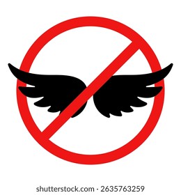 No Wings Sign on White Background