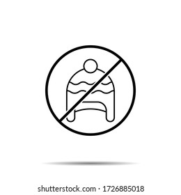 No winter hat icon. Simple thin line, outline vector of autumn ban, prohibition, embargo, interdict, forbiddance icons for ui and ux, website or mobile application