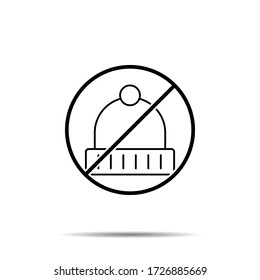 No winter hat icon. Simple thin line, outline vector of autumn ban, prohibition, embargo, interdict, forbiddance icons for ui and ux, website or mobile application