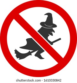 No witch flights vector icon. Flat No witch flights symbol is isolated on a white background.