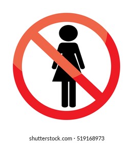 No Woman Entry Sign on white background.