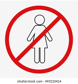 no woman icon vector silhouette flat cartoon style illustration sign black body symbol