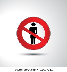No woman prohibition sign icon illustration