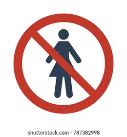 No Woman Sign on white background. Vector illustration