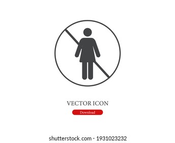 Ningún icono vectorial femenino.  Trazo editable. Signo de estilo lineal para uso en diseño web y aplicaciones móviles, logotipo. Ilustración de símbolo. Gráficos vectoriales de píxeles - Vector
