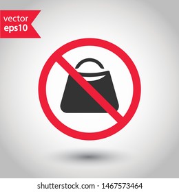 No women bag icon. Forbidden handbag icon. No lady bag vector sign. Prohibited package bag vector icon. Warning, caution, attention, restriction coins flat sign design.