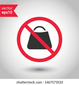 No women bag icon. Forbidden handbag icon. No lady bag vector sign. Prohibited package bag vector icon. Warning, caution, attention, restriction coins flat sign design.