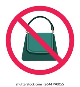Sem sinal de bolsa de mulheres, sinal de bolsa proibido, símbolo de bolsa proibida, ícone de bolsa de mulheres proibidas