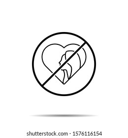 No women, hearth icon. Simple thin line, outline vector of 8 march ban, prohibition, embargo, interdict, forbiddance icons for ui and ux, website or mobile application