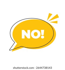 NO word inside speech bubble. Communication dialog bubble containing the word no